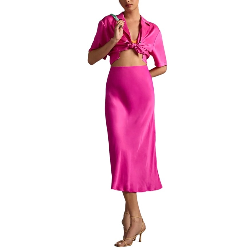 Anthropologie Tilda Slip Skirt Rose Pink